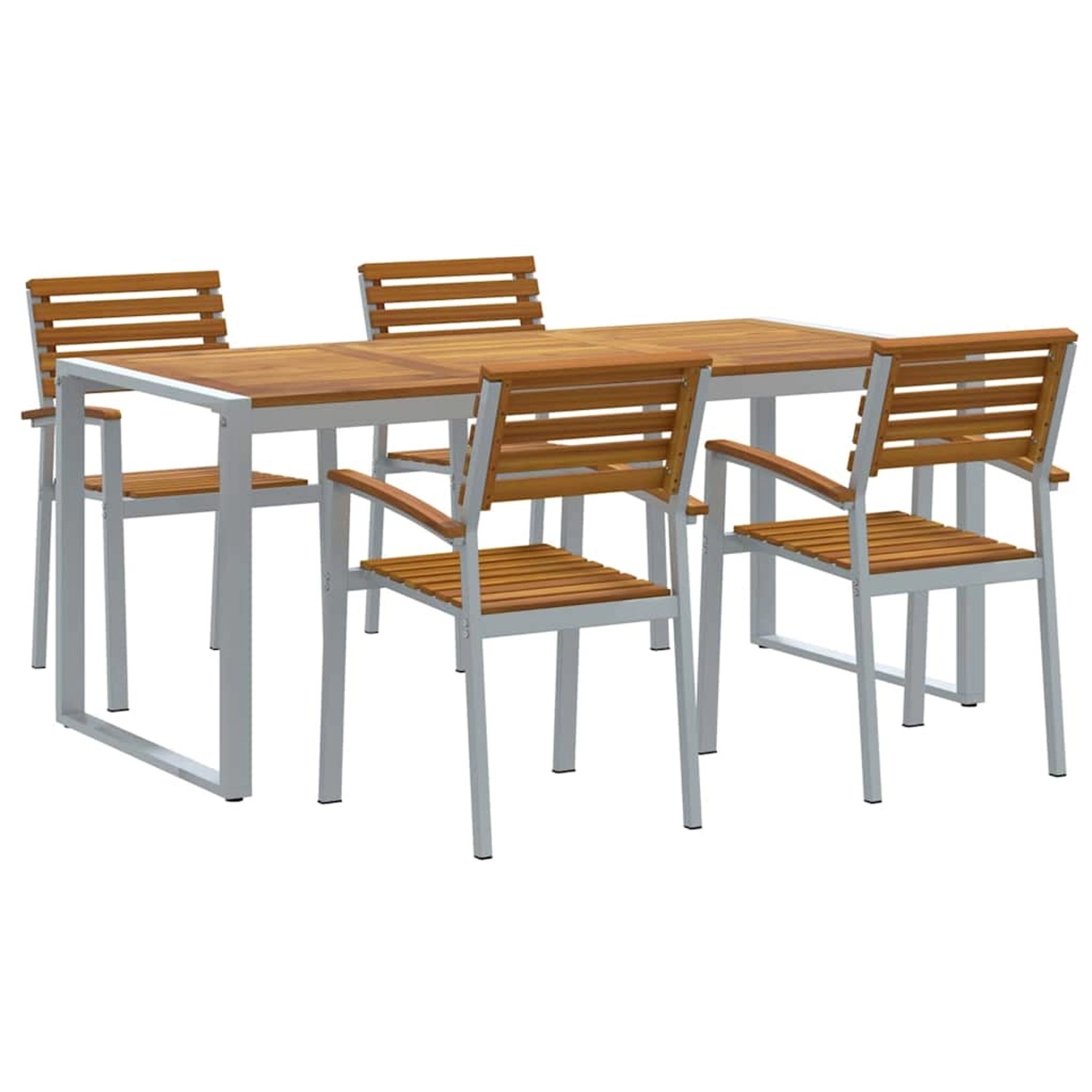vidaXL Garten Essgruppe 5-Tlg Grau und Braun Akazie Massivholz 3284363 günstig online kaufen