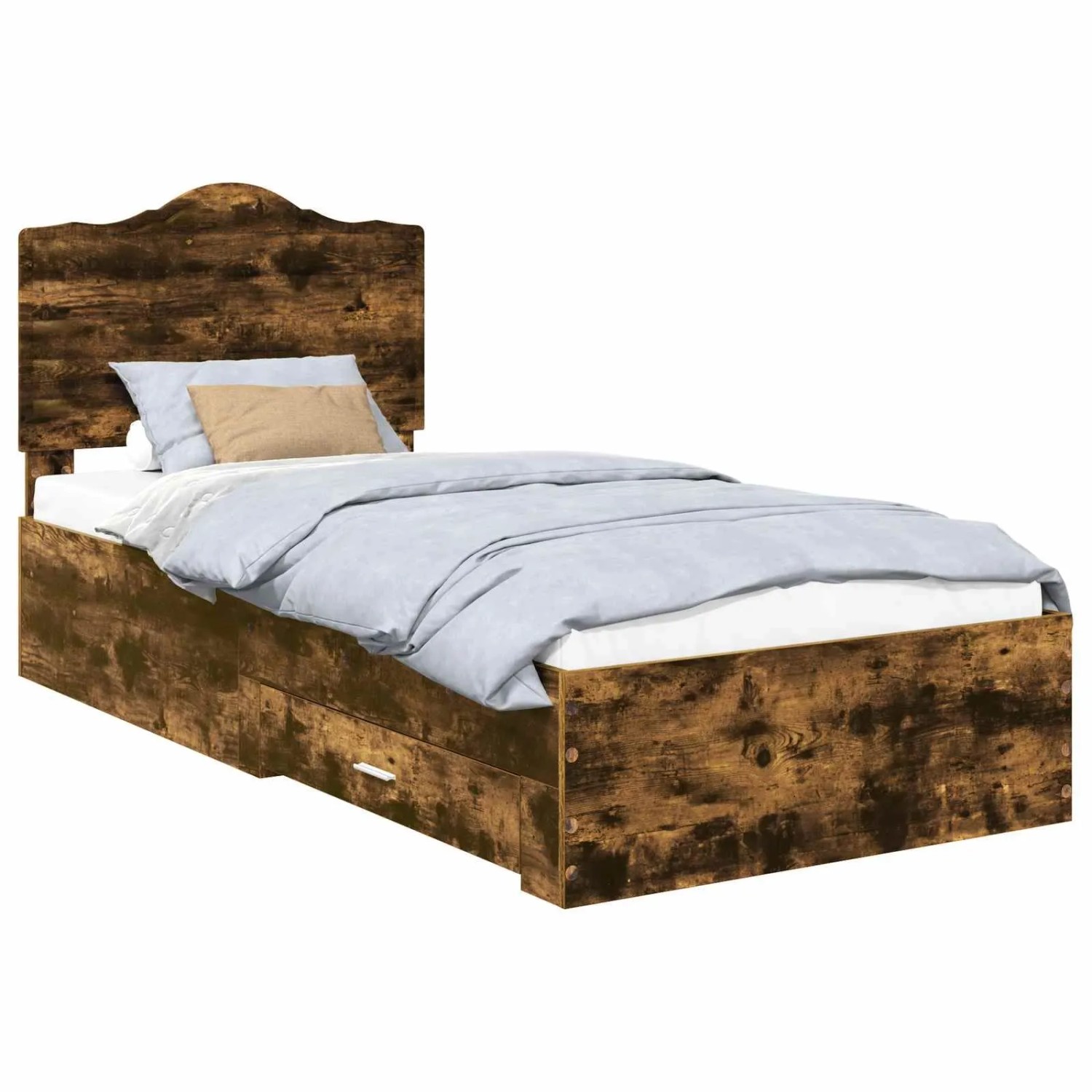 vidaXL Bettrahmen Räuchereiche 90 x 200 cm Holzwerkstoff 3413652