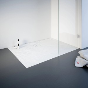 Rechteckige, weiße Schulte Duschwanne ExpressPlus 120x90 cm aus Mineralguss mit Ablaufgarnitur.