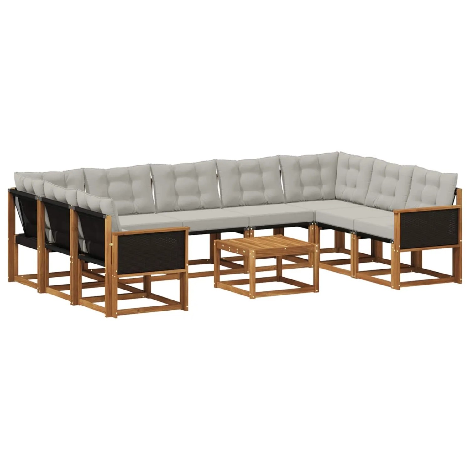 vidaXL Outdoor-Sofagarnitur mit Kissen 10 Stk Natur und Hellgrau 3382215