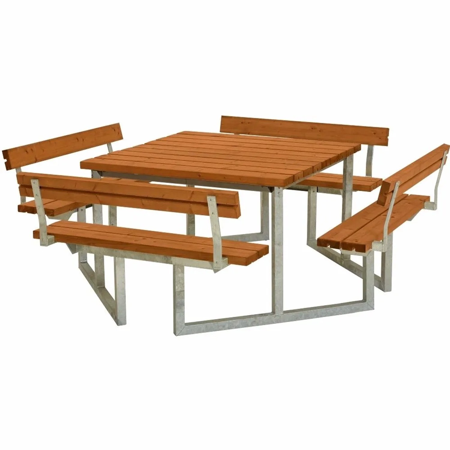 PLUS Gartenmöbel Sitzgruppe 227 cm Klappbar Farbgrundiert Teak mit 4 Rückenlehnen Holz