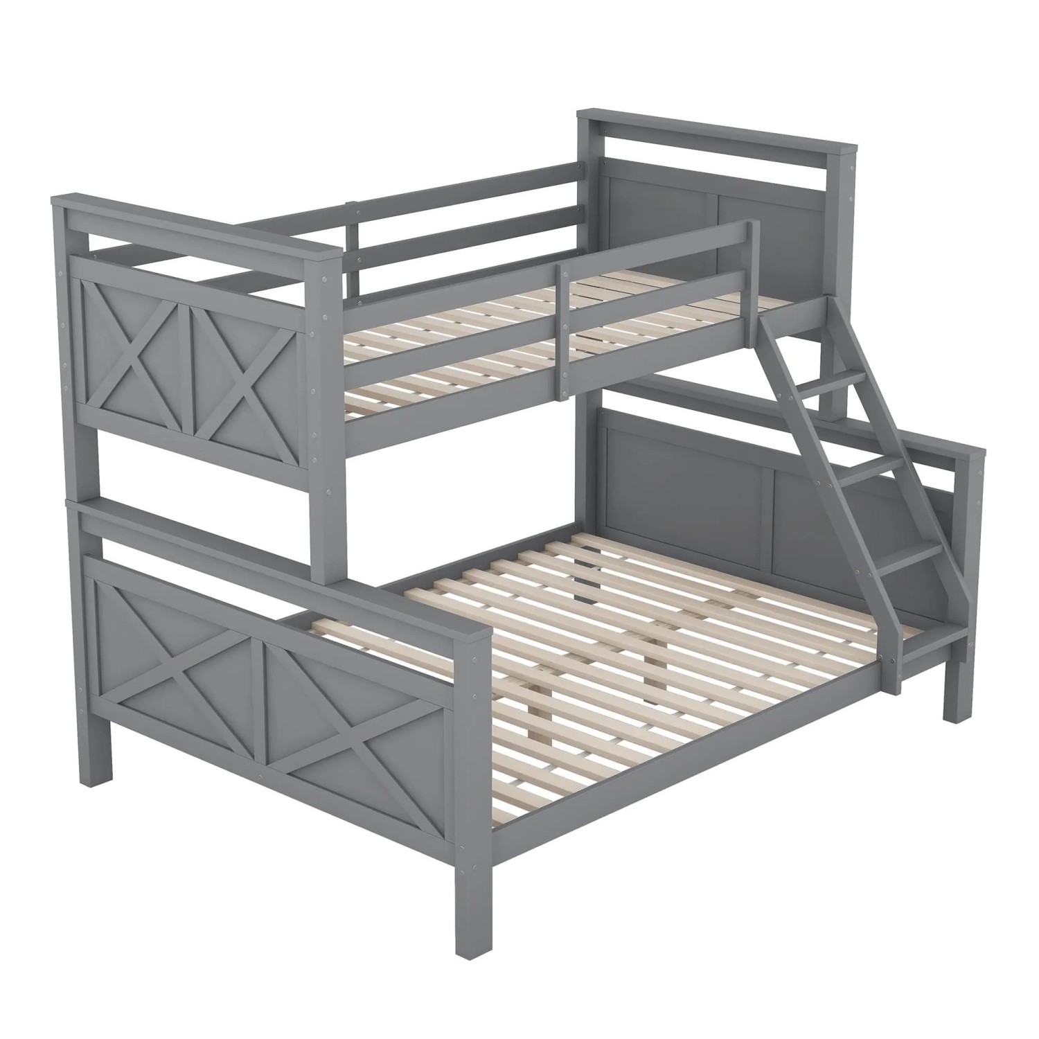 okwish Etagenbett 140x200cm mit Sicherheitsgeländer und Getrennten Betten Grau ohne Matratze