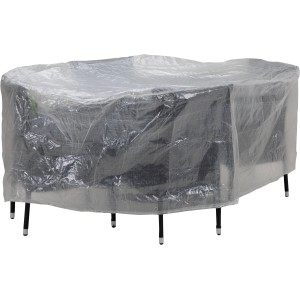 Transparente Schutzhülle für ovale Sitzgruppe, ca. 180x125 cm, schützt vor Witterungseinflüssen.
