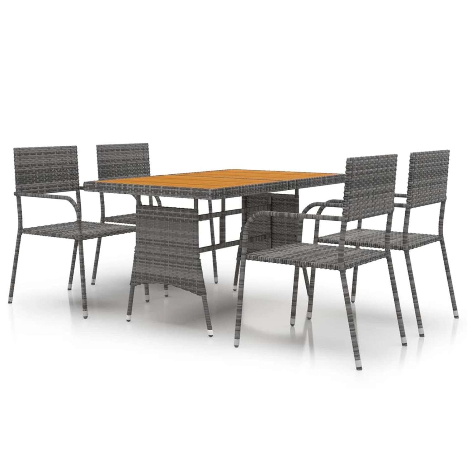 vidaXL 5-Tlg Garten-Essgruppe Poly Rattan Grau 3120102 günstig online kaufen