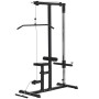 HOMCOM Kraftturm Dip-Station, schwarz, mit verstellbarem Sitz für Sport & Fitness.