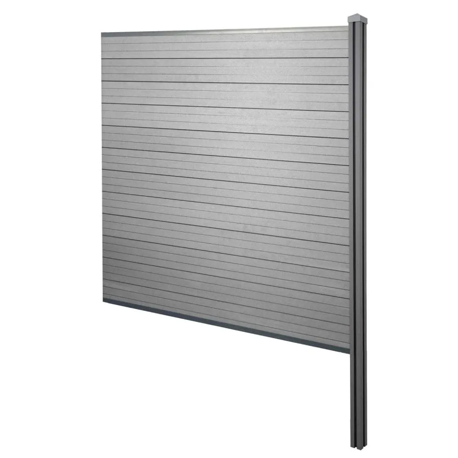 MCW WPC-Sichtschutz Savoie Windschutz Zaun WPC-Pfosten Zum Einbetonieren - Erweiterungselement 188cm Grau
