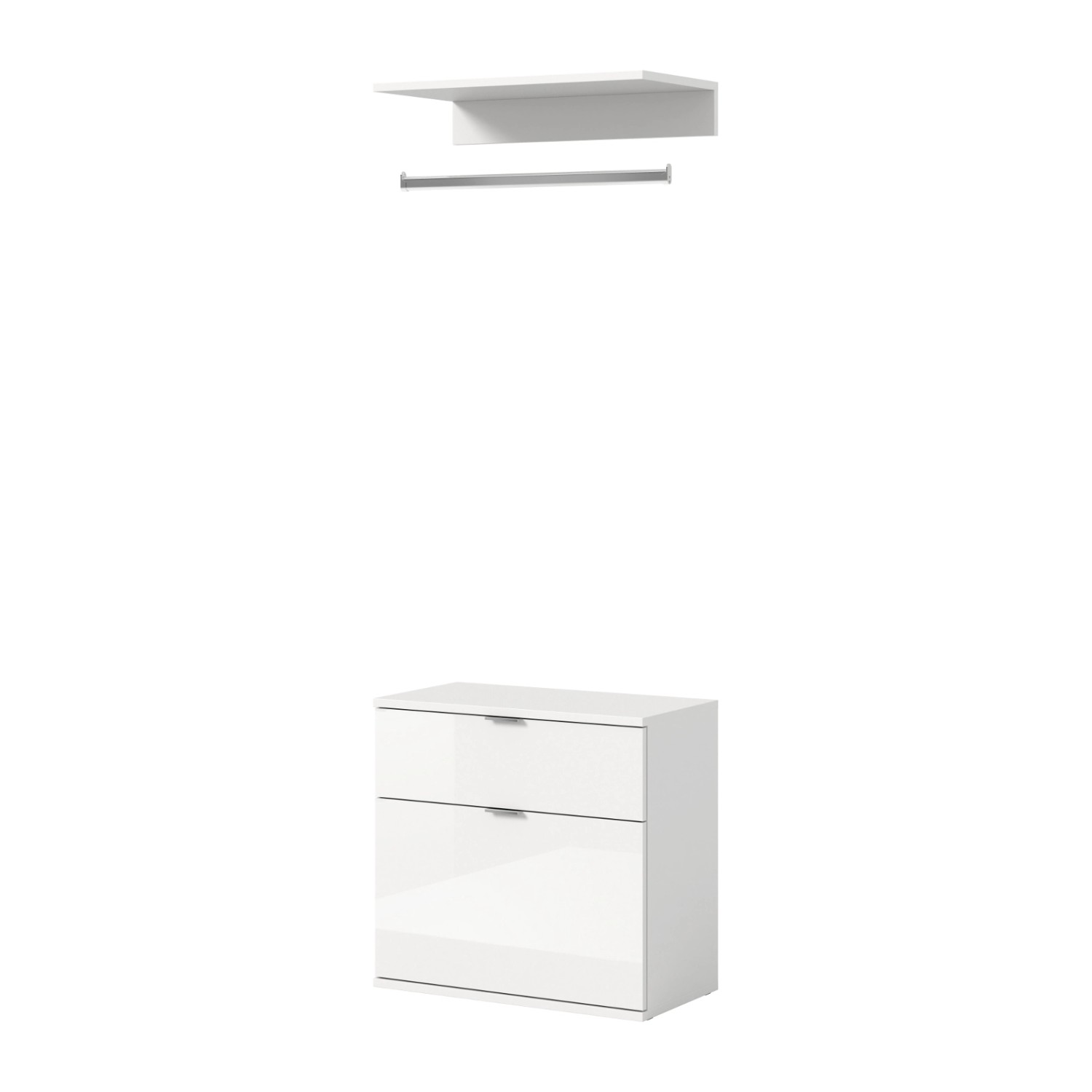Inn.Furn Garderoben-Set Weiß Hochglanz 61 cm mit Kleiderstange SystemX günstig online kaufen