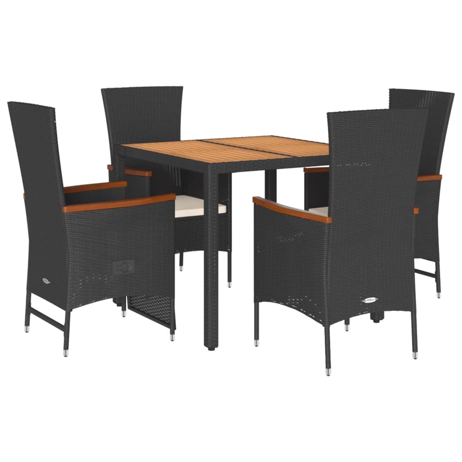 vidaXL 5-Tlg Garten-Essgruppe mit Kissen Schwarz Poly Rattan 3277506 günstig online kaufen