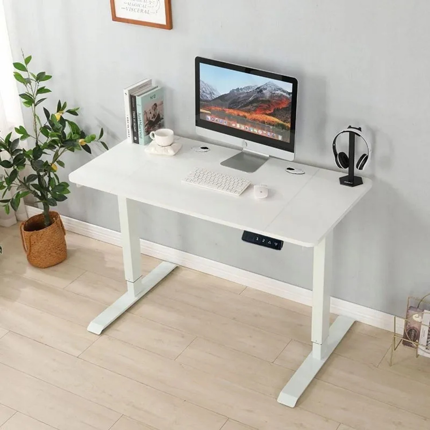 Rebiko Elektrischer Steh Sitz Schreibtisch Weiß 140 Cm Höhenverstellbar Von 72 Bis 118 Cm_6