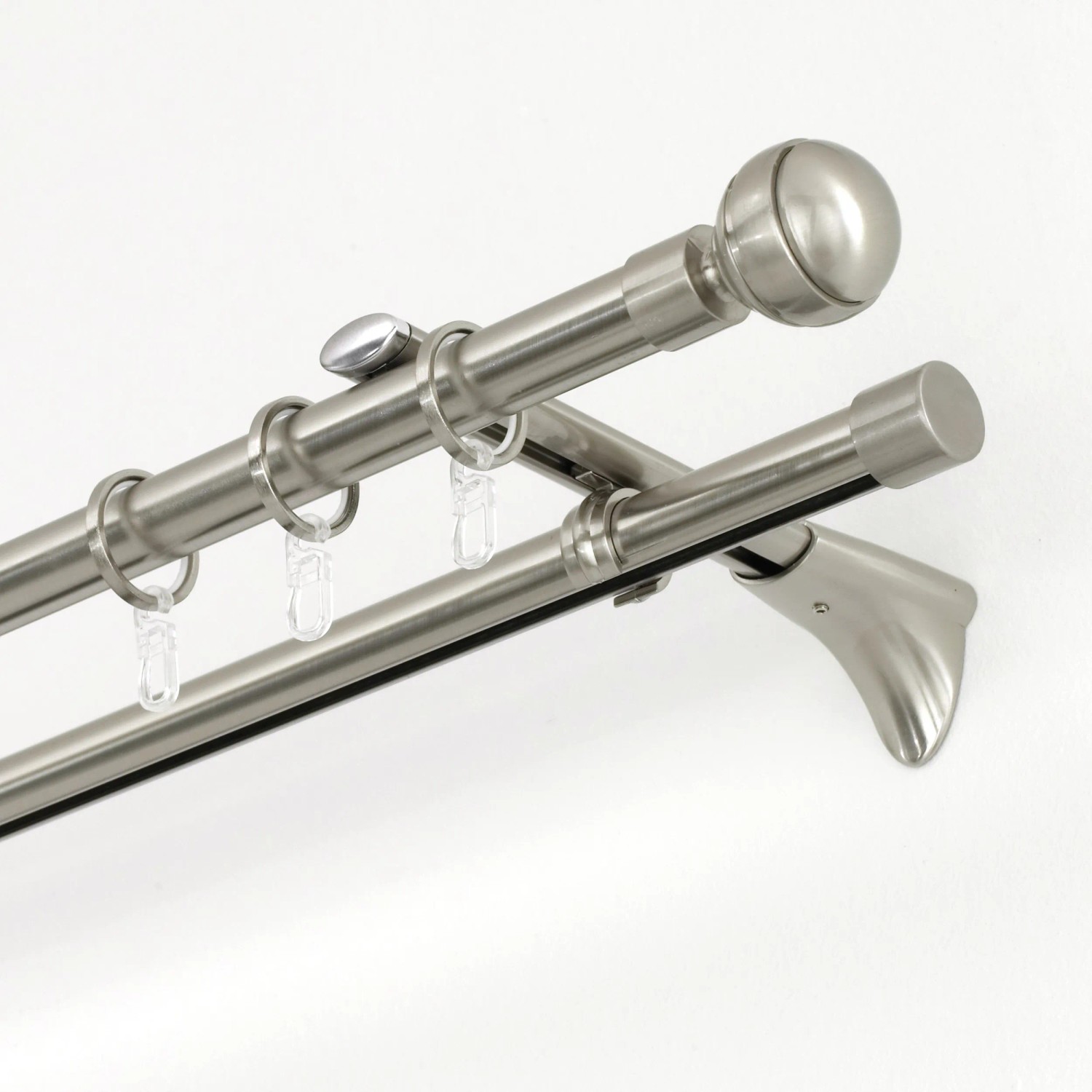 Gardinia Chicago Gardinenringe, 10er-Pack, Edelstahl-Optik, für Stangen mit 20 mm Durchmesser.