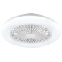 Weiße LED-Deckenleuchte Montero mit Ventilator, Ø 42 cm. Moderne Deckenlampe für Wohnräume.