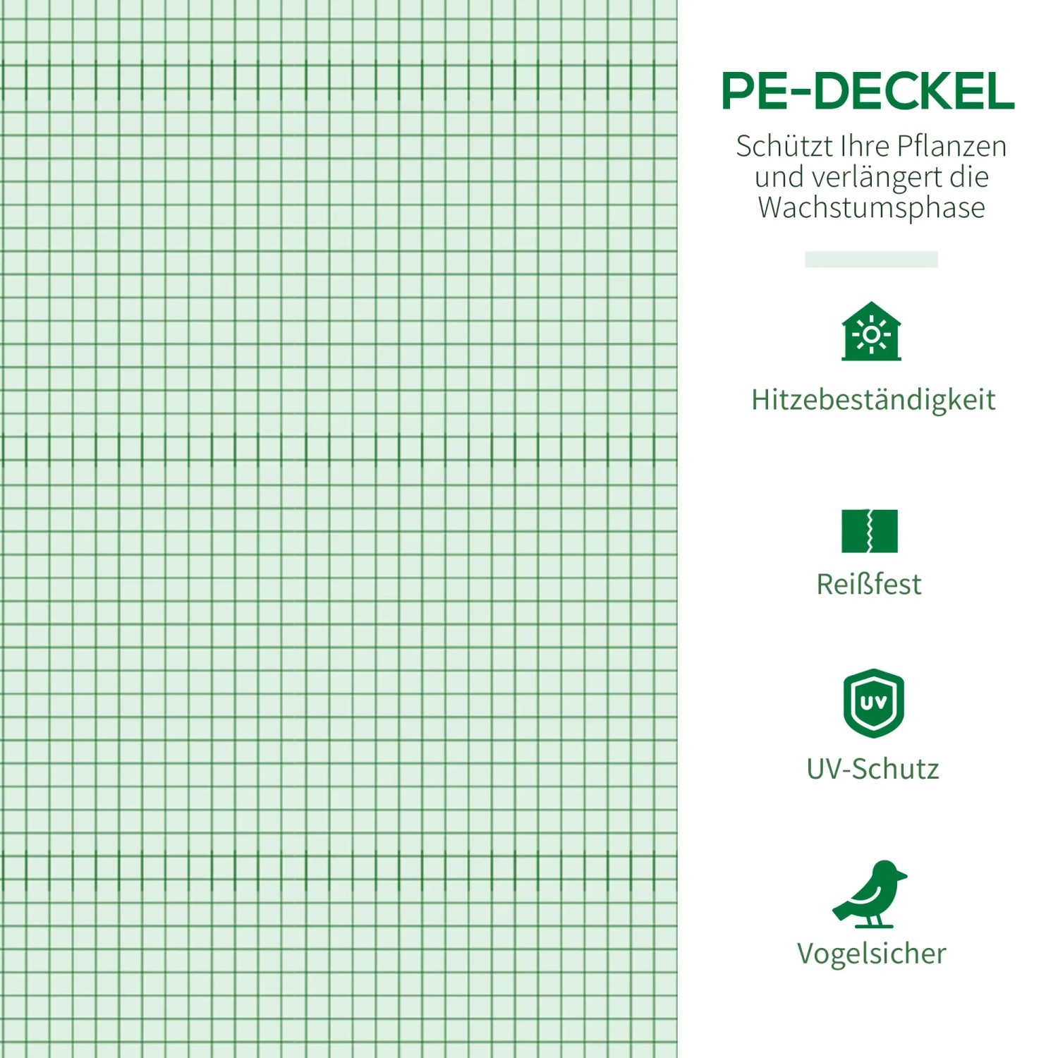 Detailaufnahme der zweilagigen Kunststoff-Abdeckung des Outsunny Gewächshauses.