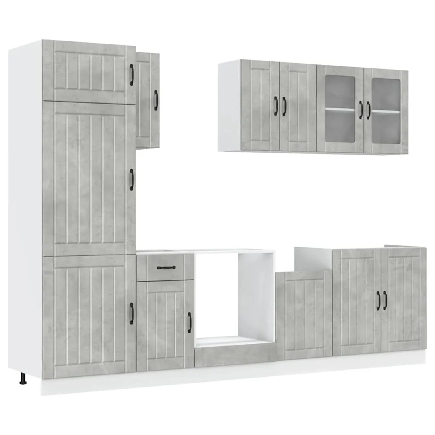 vidaXL 8 Tlg Küchenschrank-Set Lucca Betongrau Holzwerkstoff 3314805