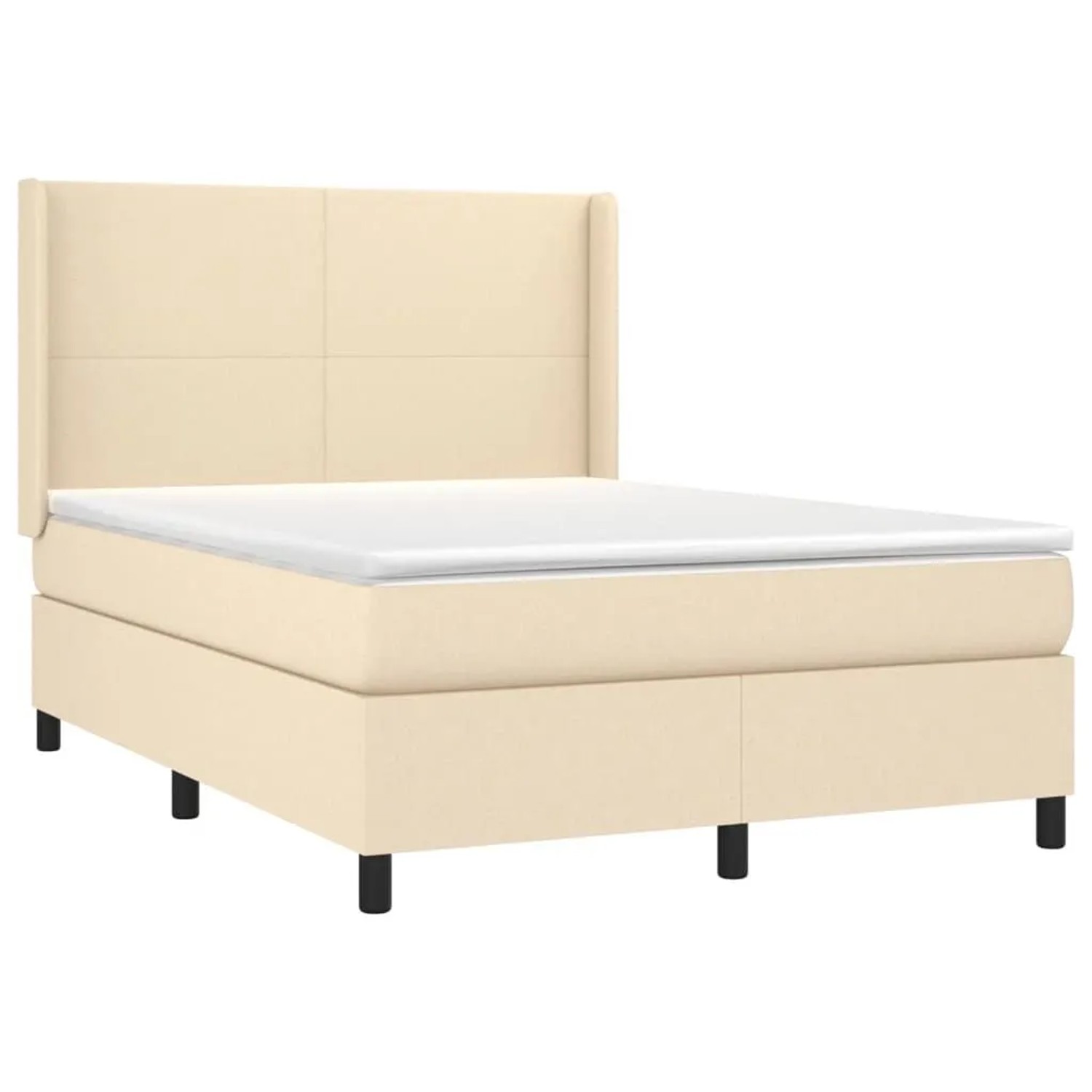 vidaXL Boxspringbett mit Matratze & LED Creme 140x200 cm Stoff 3138162