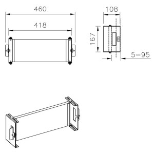 Pianura Trägerplatte für Unterputzarmaturen EASYPro, Holz/Metall, Maße in mm.