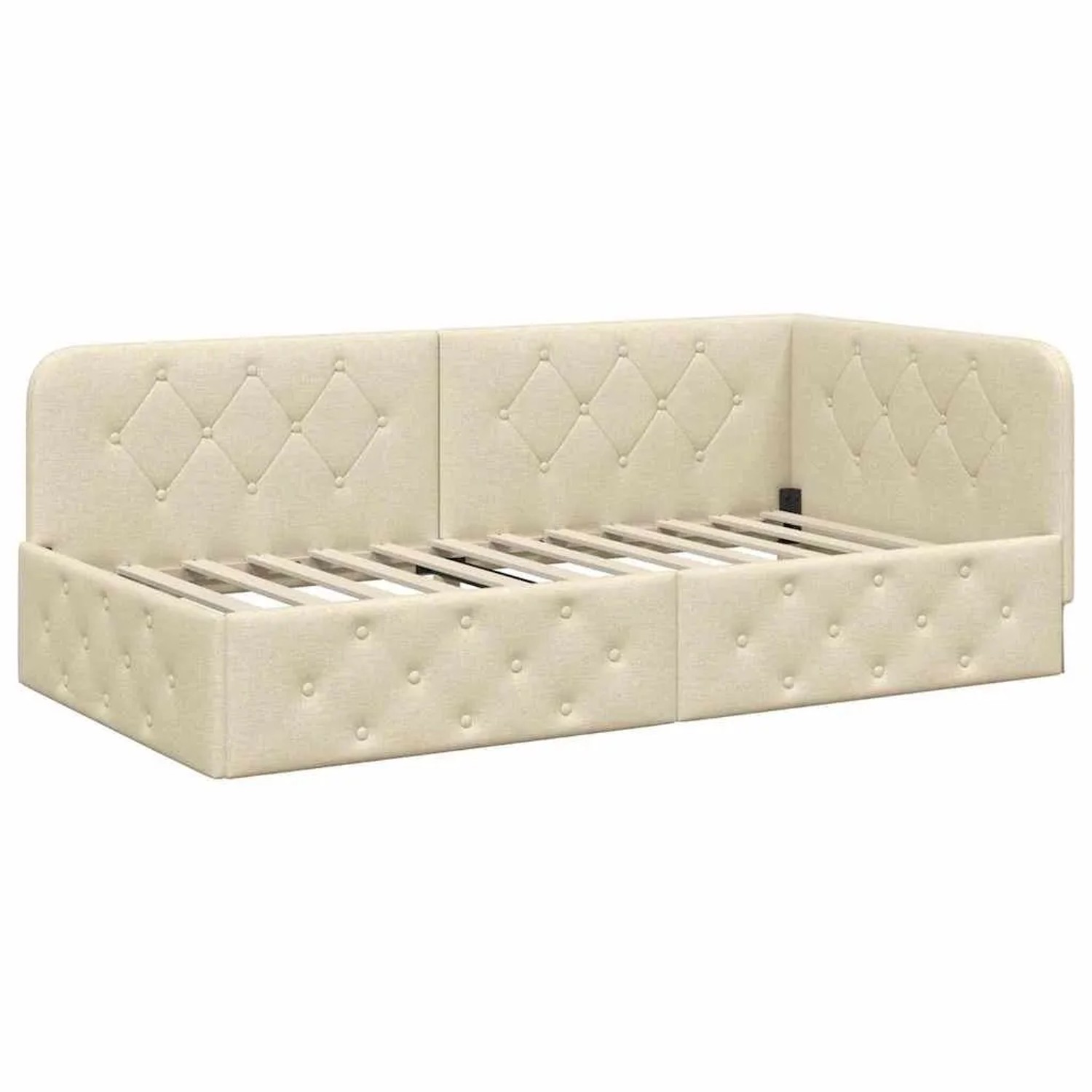 vidaXL Eckbettgestell mit Kopfteil Creme 90 x 190 cm Stoff 42016493 günstig online kaufen