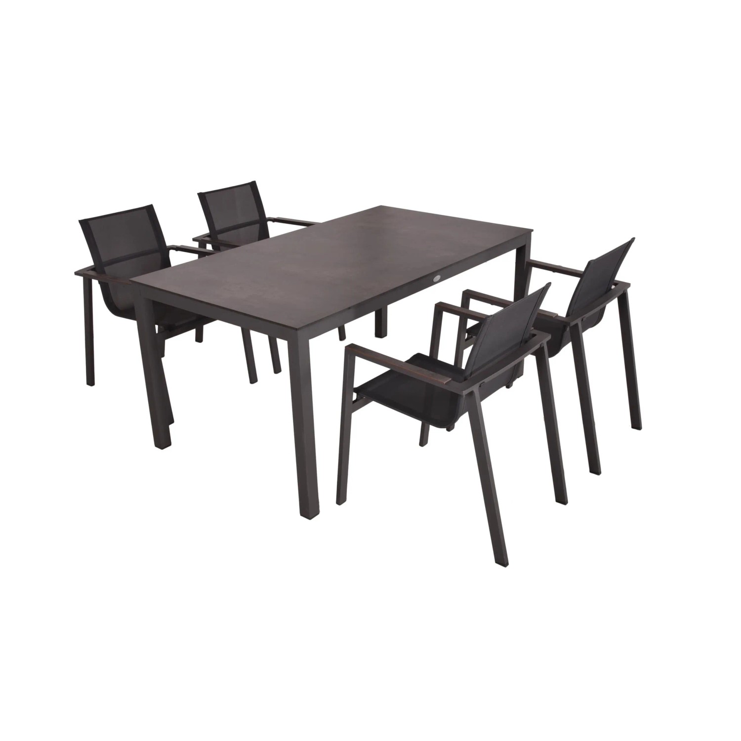 DELUKE Garten-Sitzgruppe IMRE 5-tlg. Kunststoff Schwarz Gartenmöbel-Set Gartengarnitur Garten-Essgruppe Stapelstühle Ess...