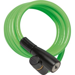 Grünes Abus Spiralkabelschloss CC Lock 2103 für Fahrräder.