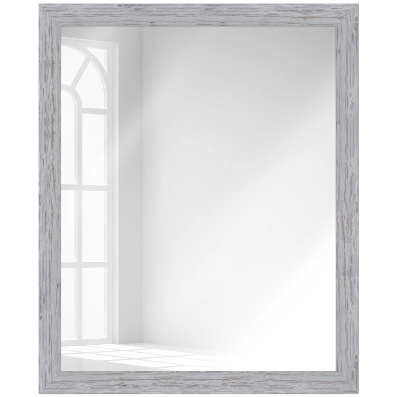 WANDStyle Wandspiegel H750 aus Massivholz in Grau 45 x 65 cm im Stil Landha günstig online kaufen