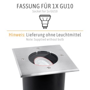 4er Set SSC-LUXon Juavi Bodeneinbaustrahler, eckig, silber, IP67, schwenkbar, für GU10 (ohne Leuchtmittel)