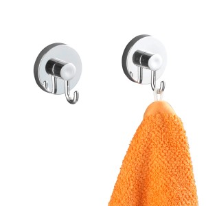 Wenko Vacuum-Loc Haken, 2er Set, Chrom, zur Handtuch-Aufbewahrung im Badezimmer.