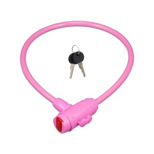 Relaxdays Fahrradschloss Kunststoff Stahl Messing Pink Mit Schlüssel 70 cm 160 g