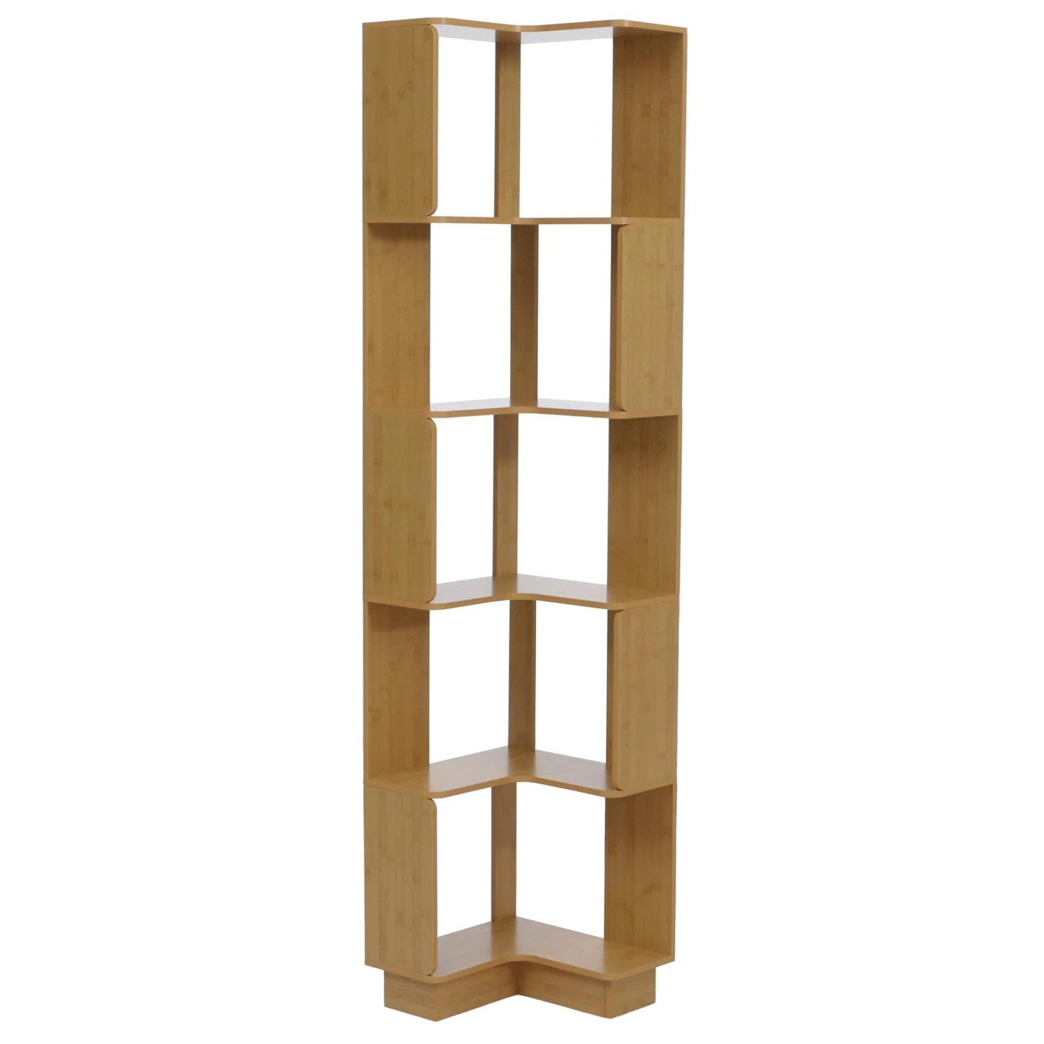 MCW Eck-Bücherregal P53 5 Ebenen MDF Melamin 175x40x40cm Bambus-Optik