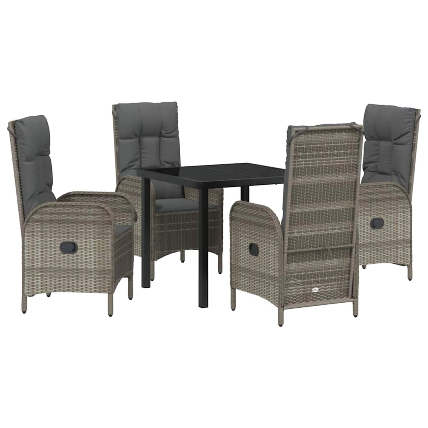 vidaXL Garten Essgruppe mit Kissen 5-Tlg Grau Poly Rattan 3380128 günstig online kaufen