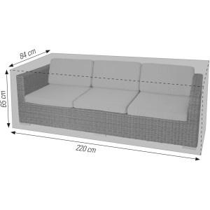 Graue Acamp Premium Schutzhülle für 3-Sitzer Sofaliege, 220x84x65 cm, zum Schutz von Gartenmöbeln.