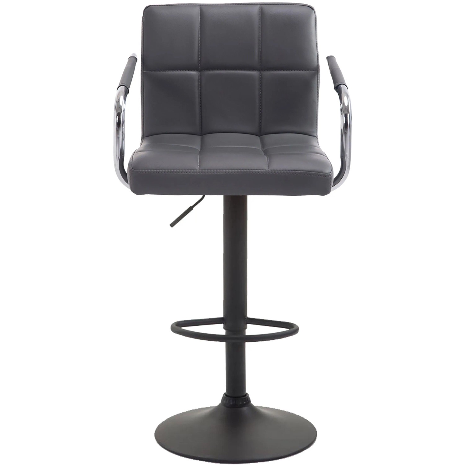 DELUKE 2er Set Barhocker MINOR Kunstleder Grau 54x46x91cm Schwarz Barstuhl Höhenverstellbar Mit Lehne Drehbar Tresenhocker Tresenstuhl