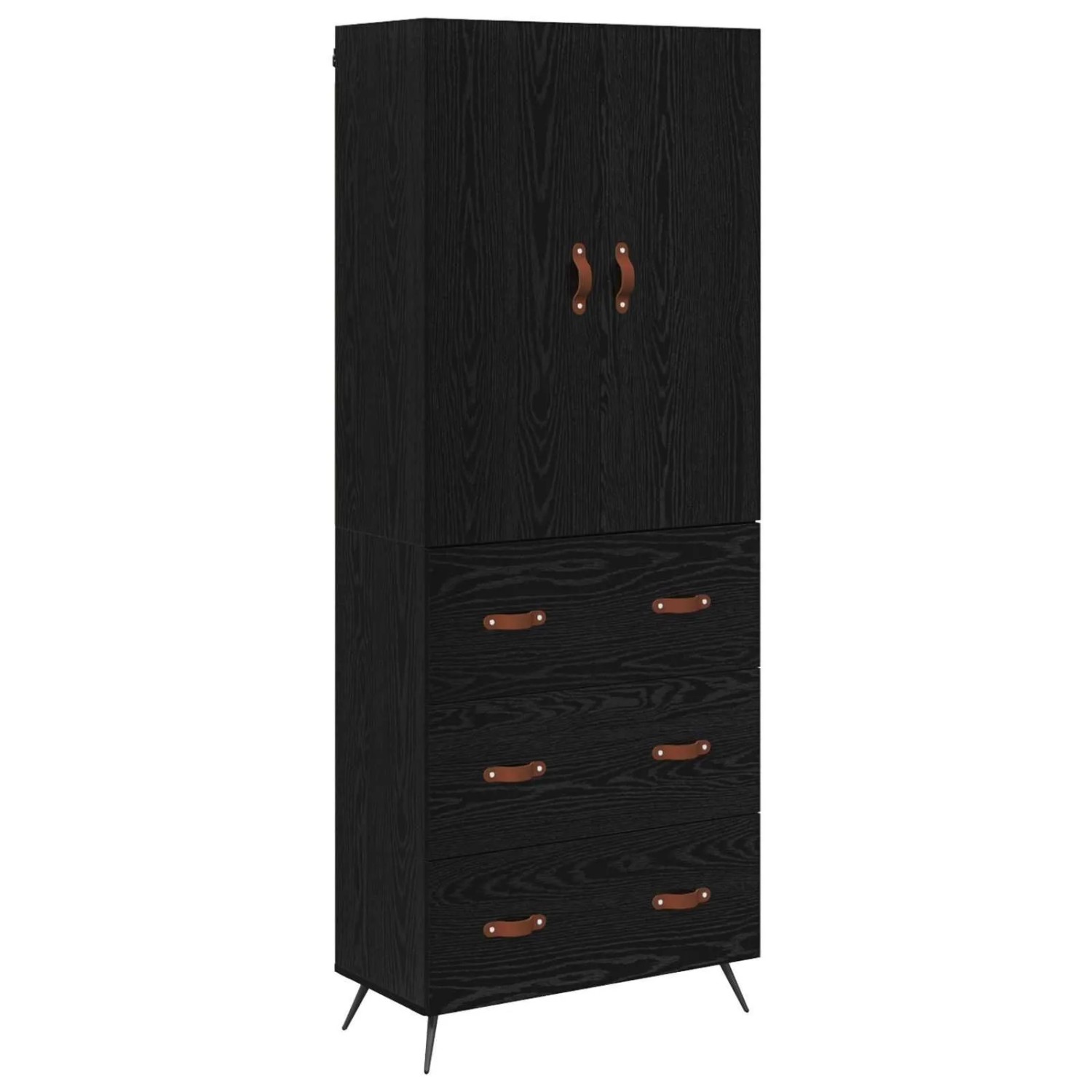 vidaXL Highboard Schwarz Eichen-Optik 69,5 x 34 x 180 cm Holzwerkstoff 3416 günstig online kaufen
