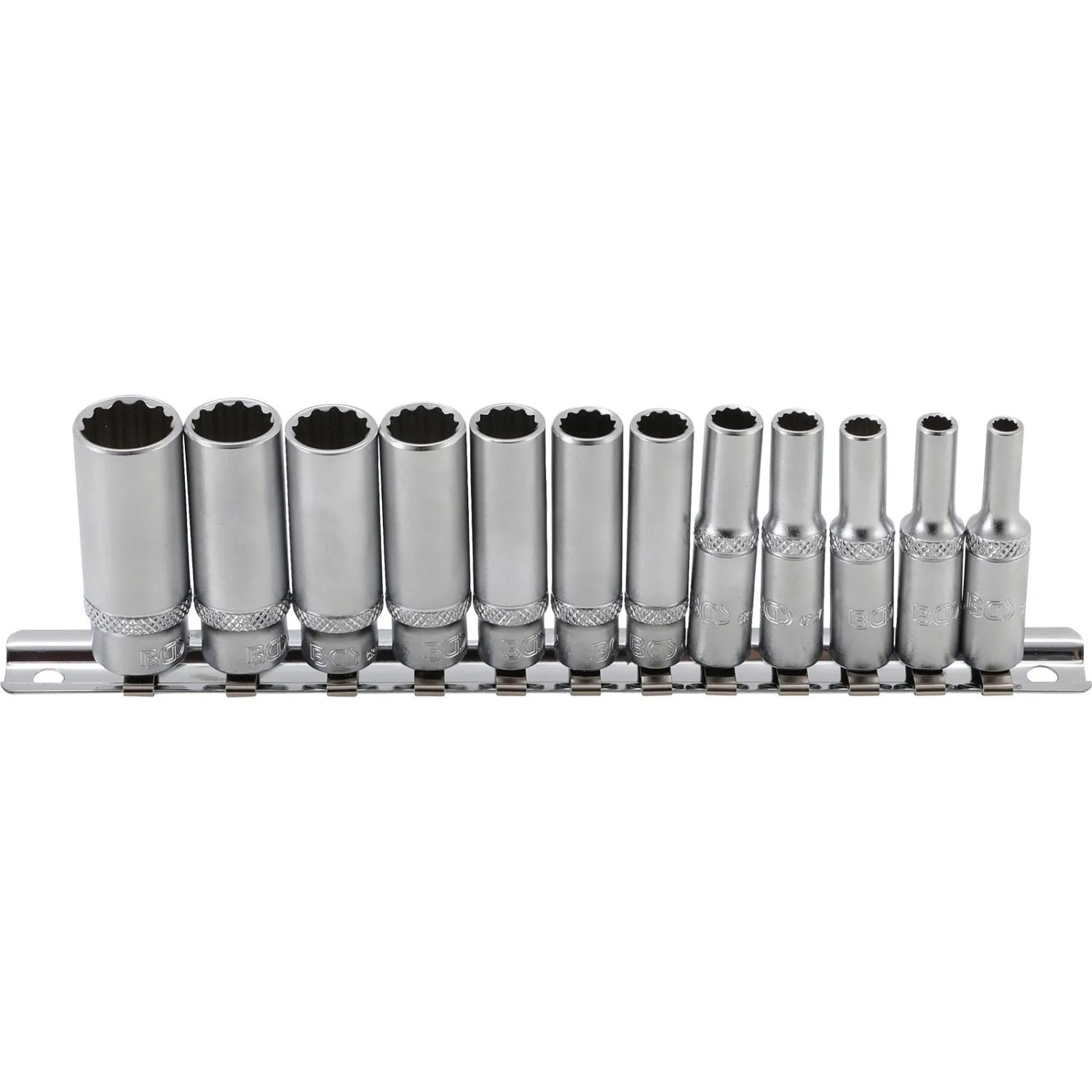BGS Steckschlüssel Einsatz Satz Zwölfkant  Tief Antrieb Innenvierkant 6 3 Mm  1 4 Zoll  Zollgrößen 12Tlg  2757