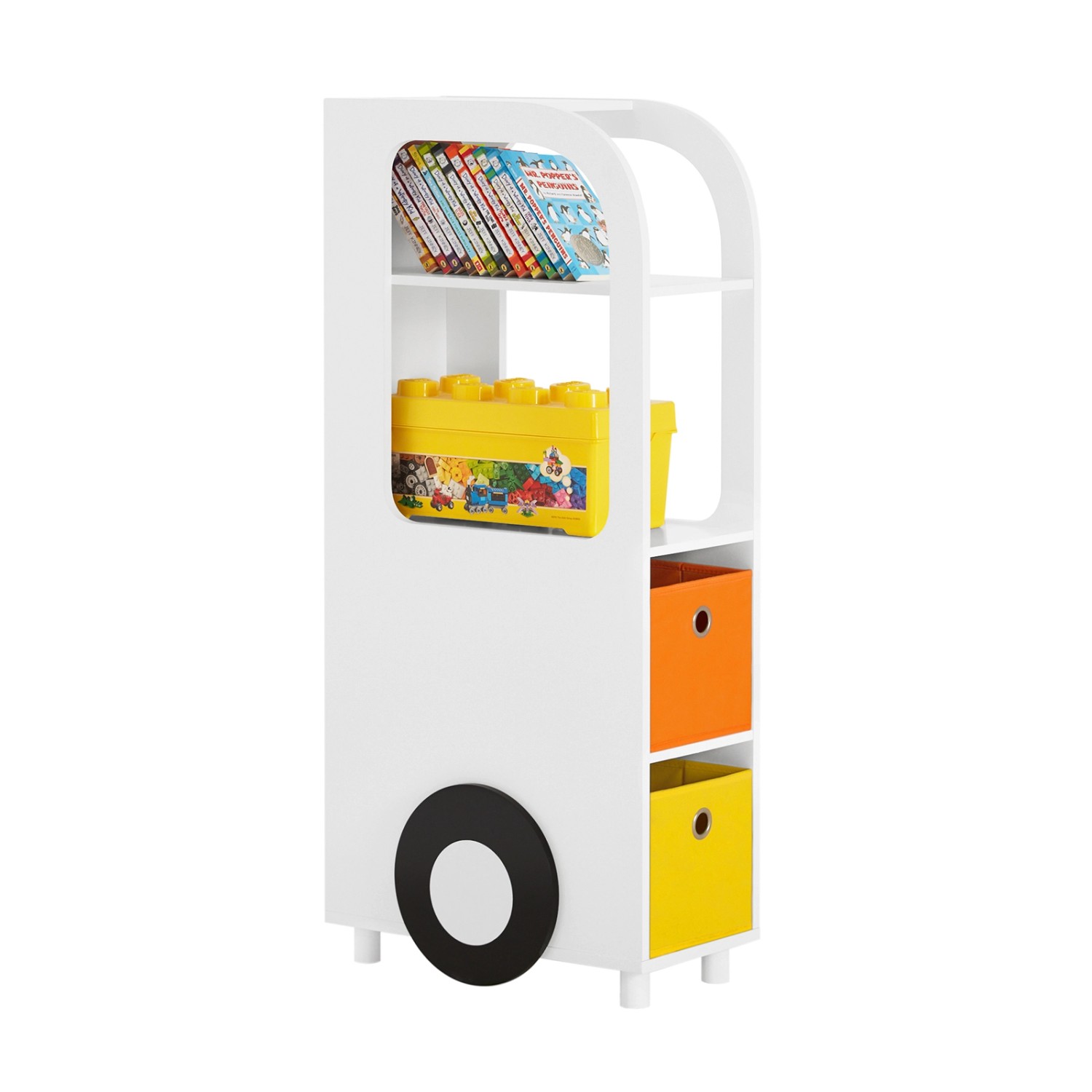 SoBuy Spielzeugregal Bücherregal Kinderregal mit Boxen Weiß KMB67-W