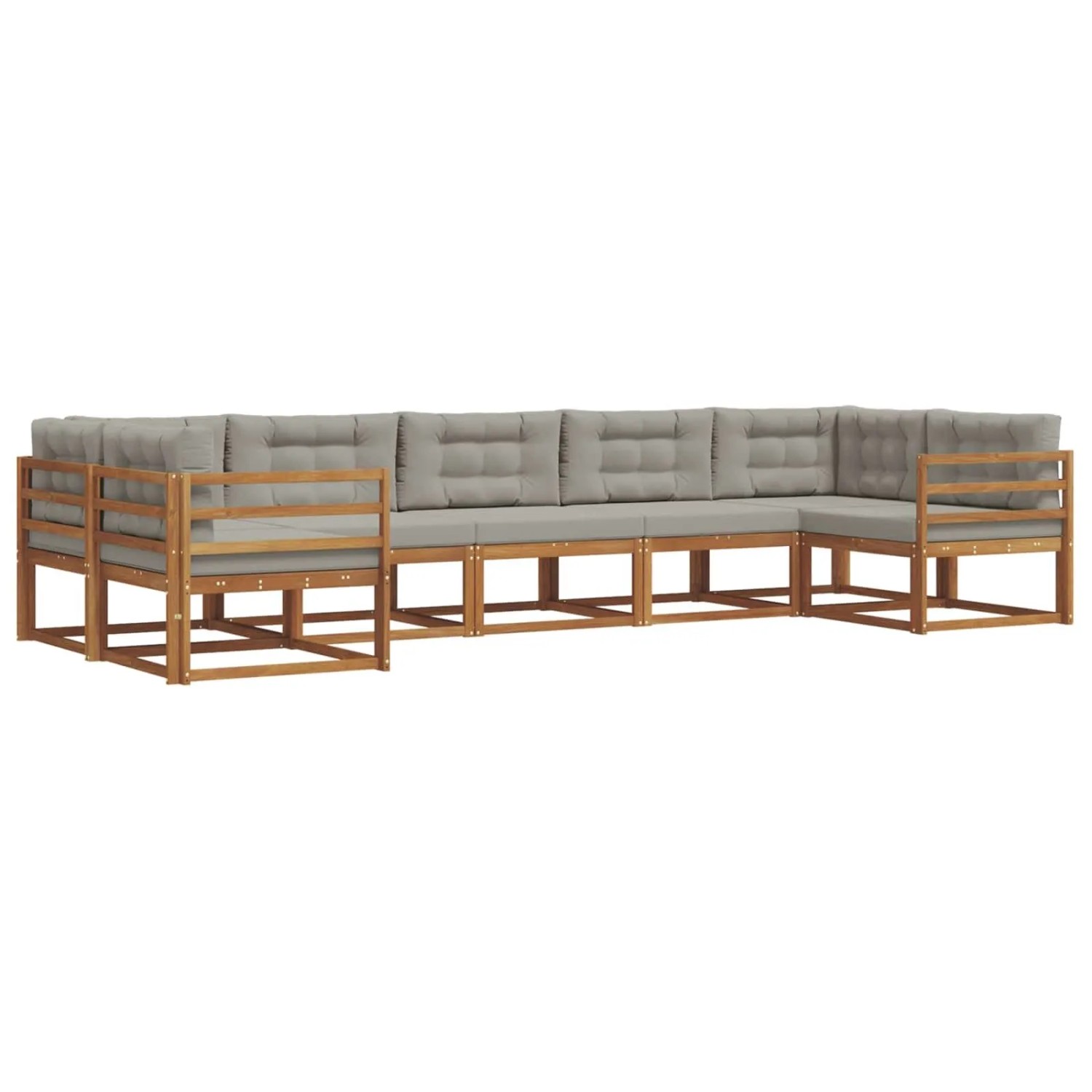 vidaXL Outdoor-Sofagarnitur mit Kissen 7-Tlg Natur und Hellgrau 3368089