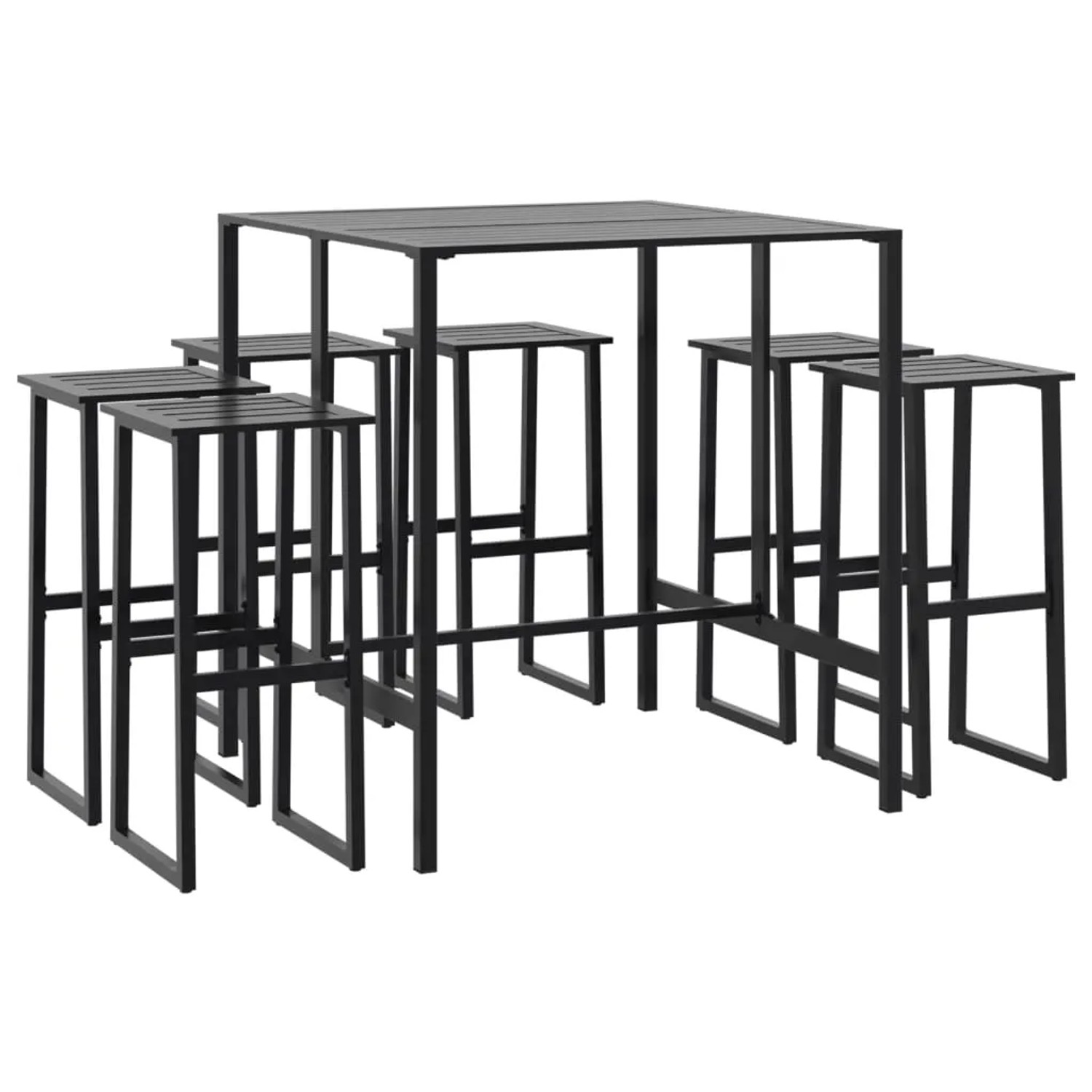 vidaXL 7-Tlg Gartenbar-Set Schwarz Pulverbeschichteter Stahl 3283753 günstig online kaufen