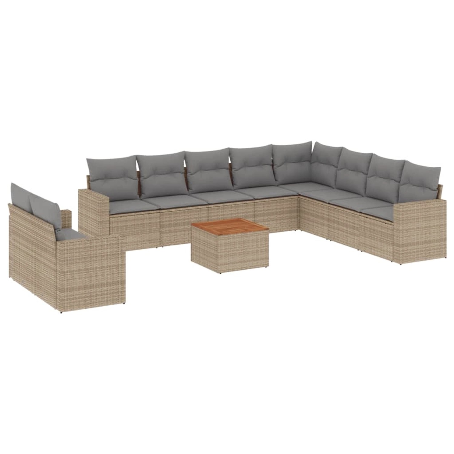 vidaXL 11-Tlg Garten-Sofagarnitur mit Kissen Beige Poly Rattan 3256528 günstig online kaufen