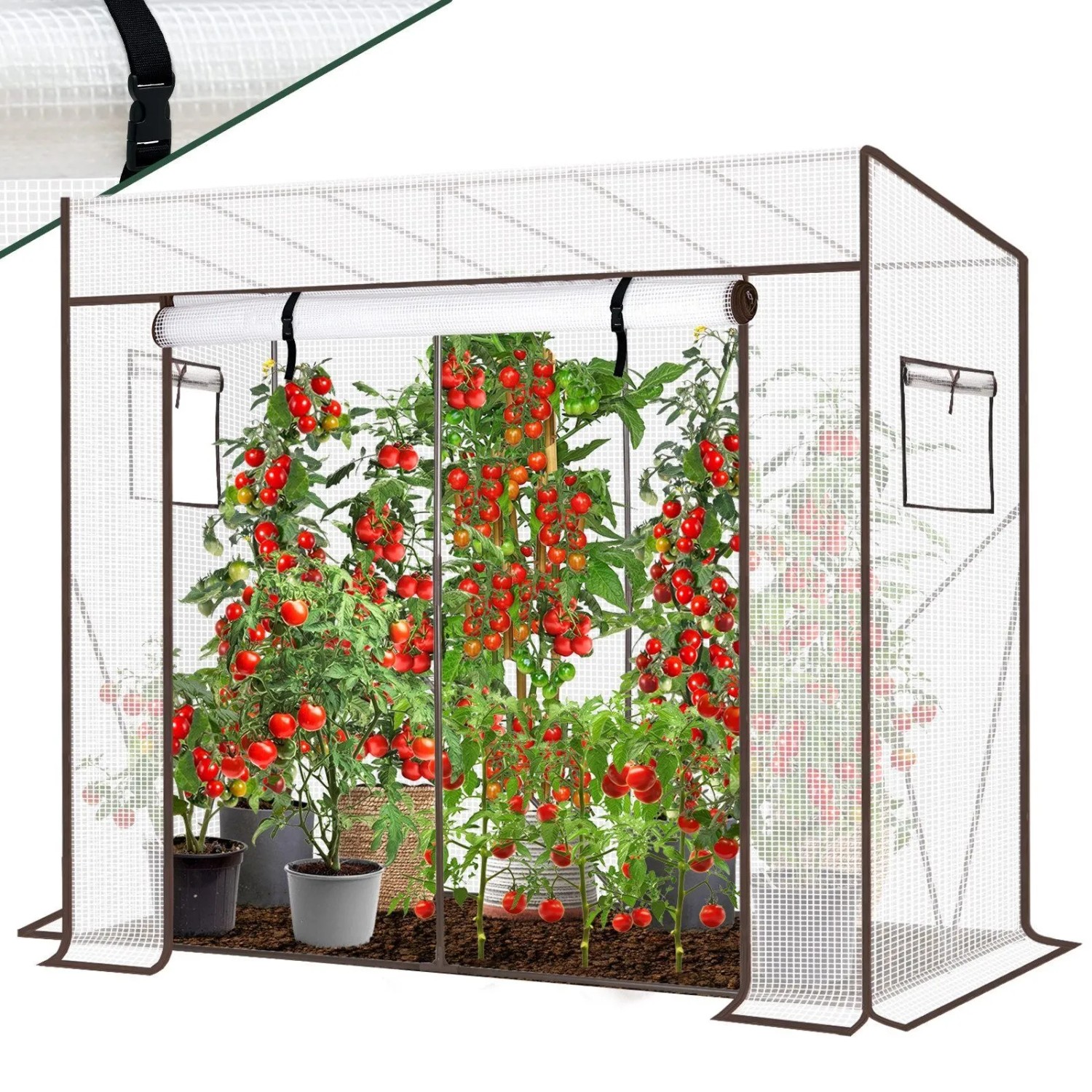 Sekey Tomatengewächshaus Gewächshaus Folie Treibhaus Foliengewächshaus für Garten und Balkon 200x77x170cm Tomatenhaus Stabil Gewächshaus Winterfest