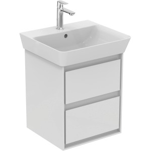 Ideal Standard Connect Air Waschbeckenunterschrank, weiß, 43 cm breit, mit zwei Schubladen.