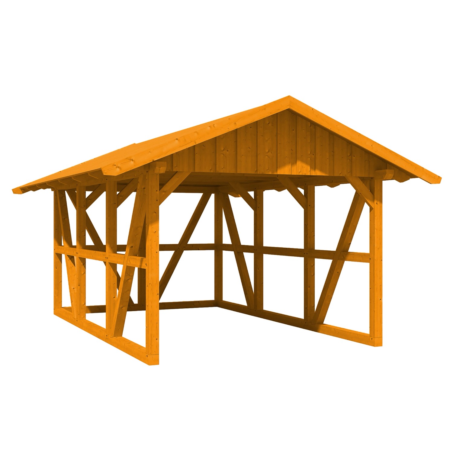 Skan Holz Carport Schwarzwald m. Dachschalung u. Rückwand 424 x 600 cm Eich günstig online kaufen