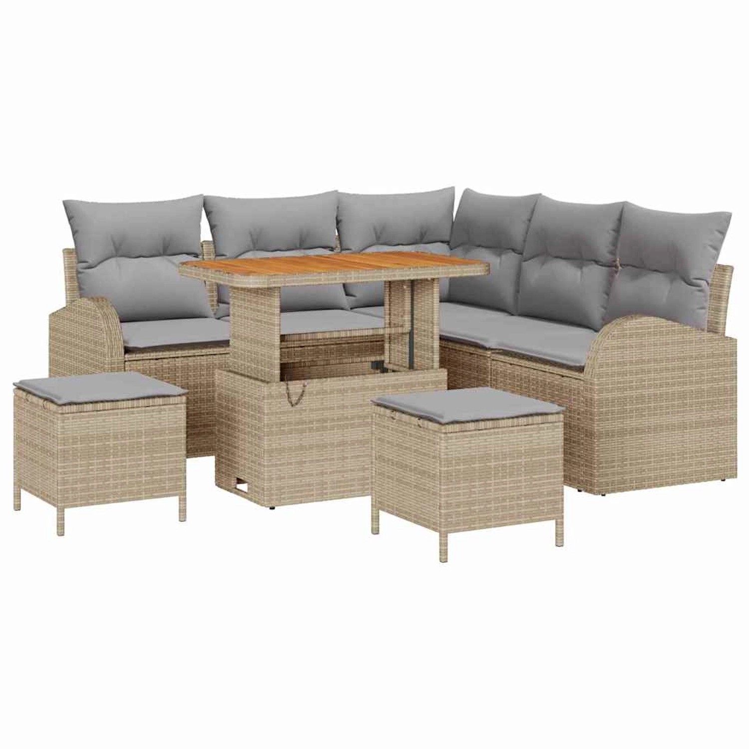 vidaXL Garten-Sofa-Set mit Kissen 8-Tlg Beige Poly Rattan 3362397 günstig online kaufen