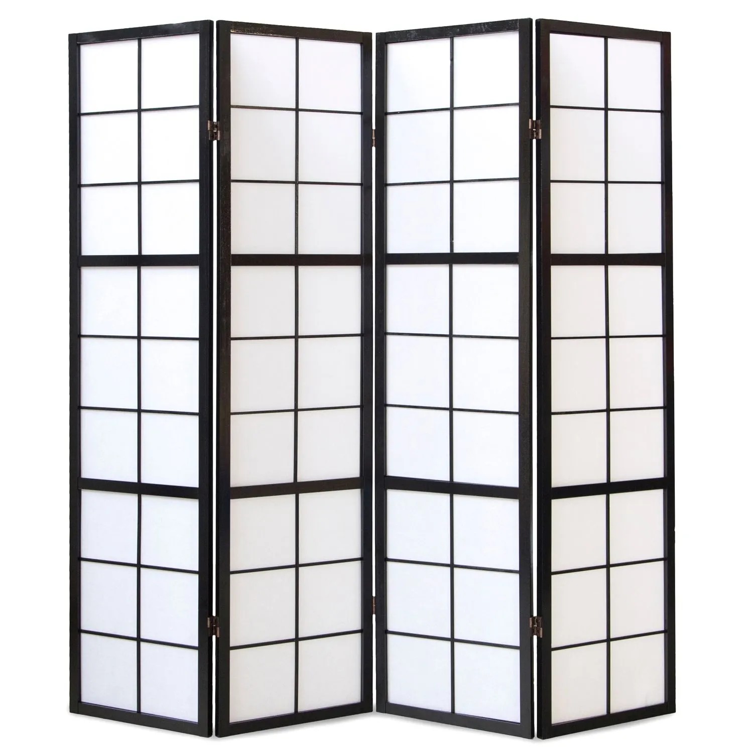 Homestyle4u 4-tlg. Paravent Shoji in Schwarz 176x175 cm 282
