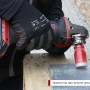 Diamant Bohrkronenaufsatz 50 mm im Einsatz mit Winkelschleifer beim Fliesenbohren.