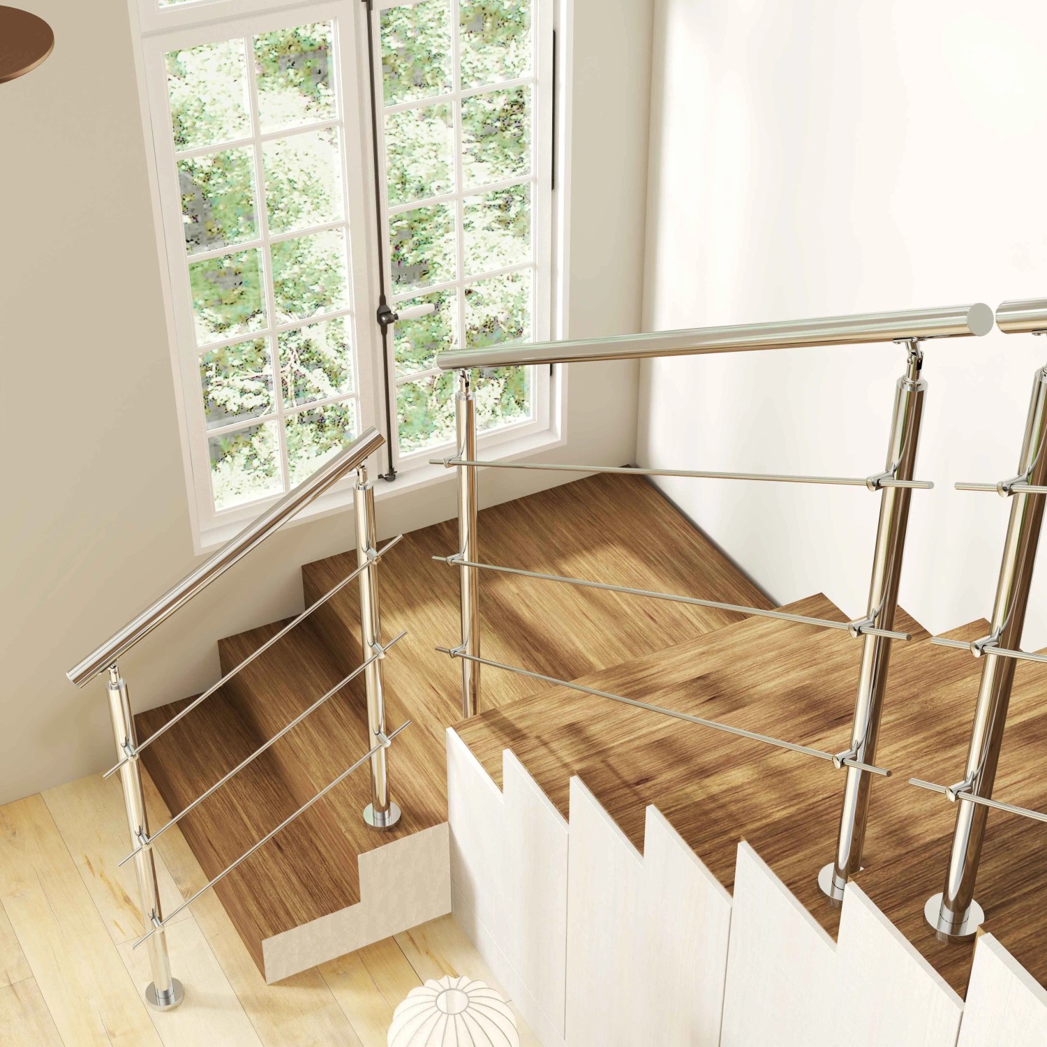 Duschparadies Geländer Edelstahl V2A 150 cm mit 3 Querstäben Komplettset_3