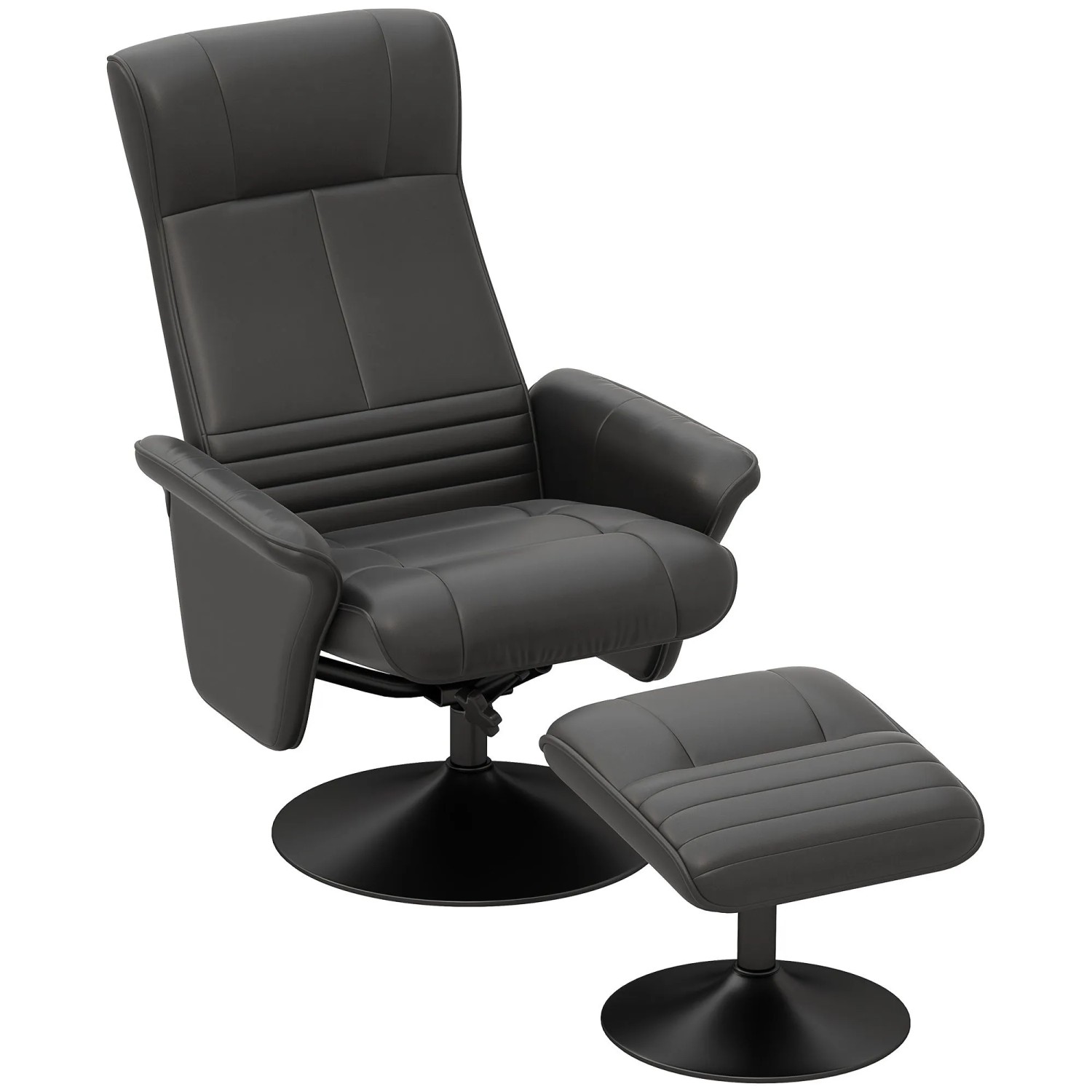 HOMCOM Relaxsessel mit Fußhocker Polyester Stahl Schwarz 69L x 71B x 104H cm