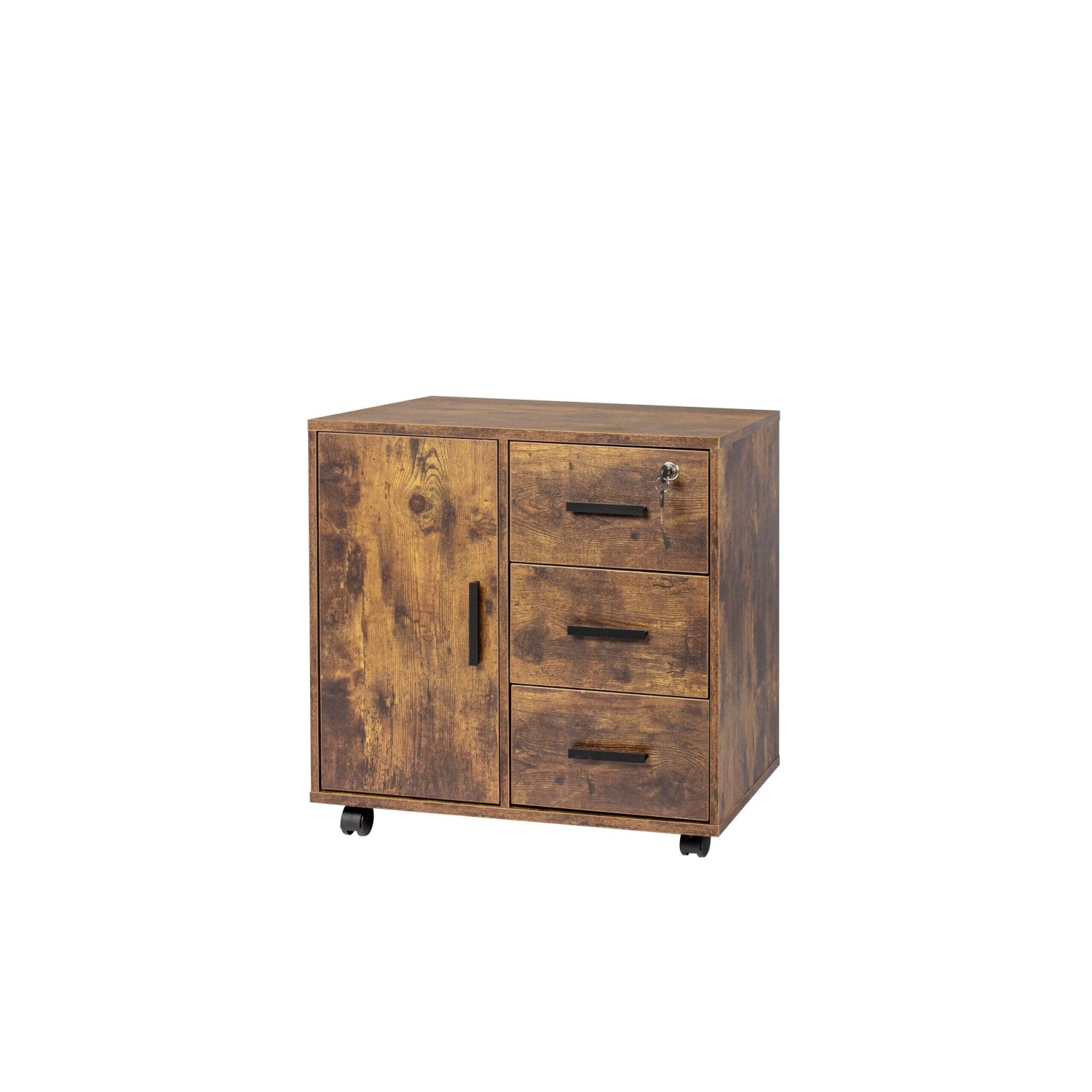 Relaxdays Rollcontainer Holzwerkstoff Vintagebraun Abschließbar Mit Rollen 57 Cm X 60 Cm X 40 Cm 18, 8 Kg