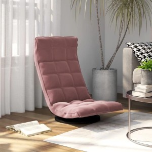 Rosa drehbarer Samt Bodenstuhl mit Polsterung im modernen Wohnzimmer. Ideal für Entspannung, Gaming & Lesen.