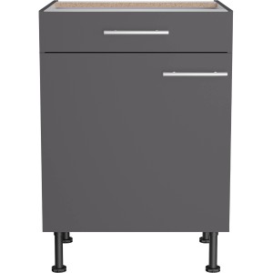 Optifit Unterschrank Ingvar420, 60 cm, Anthrazit Matt mit Schublade und Tür.