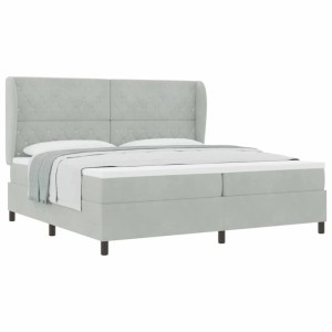 vidaXL Boxspringbett mit Matratze Hellgrau 200 x 200 cm Samt 3340892