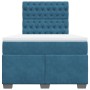 Blaues vidaXL Boxspringbett (120x200 cm) mit Samtbezug, Matratze und Kopfteil.