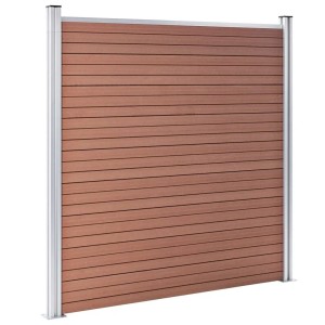 Brauner vidaXL Gartenzaun aus WPC mit Aluminiumpfosten, 699x186 cm.